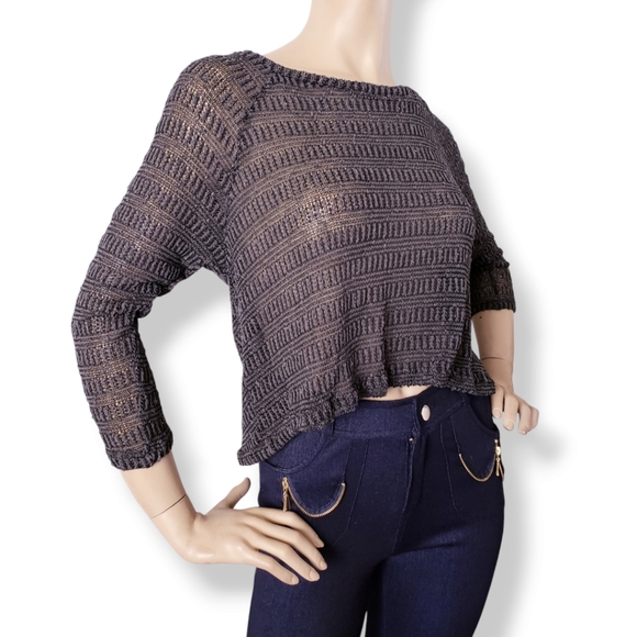 Basil Lola Hunter Green Semi-Sheer Long Sleeve Wrap Slit Back Top - Picture 5 of 8